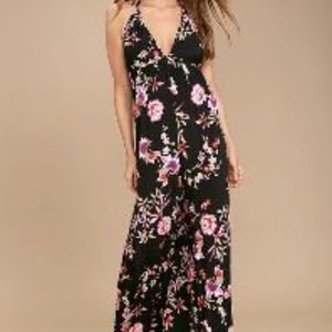 LULU’S Floral Halter Backless Jumpsuit - NWT